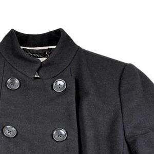 Banana Republic Women's Wool Blend Military Pea Coat Black Size M